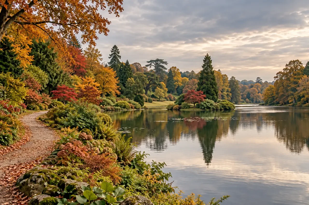 Sheffield Park and Garden in East Sussex with historic ponds, woodland and ornamental planting