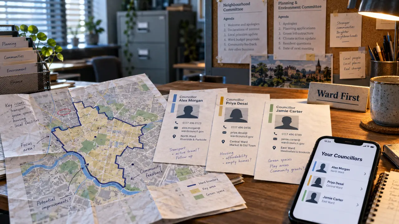 Sheffield city councilors: ward representatives directory on desk map